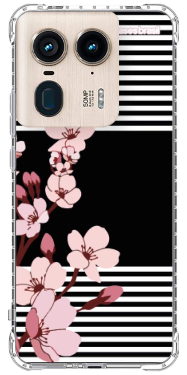 Capinha para Celular Flores de Primavera Listradas