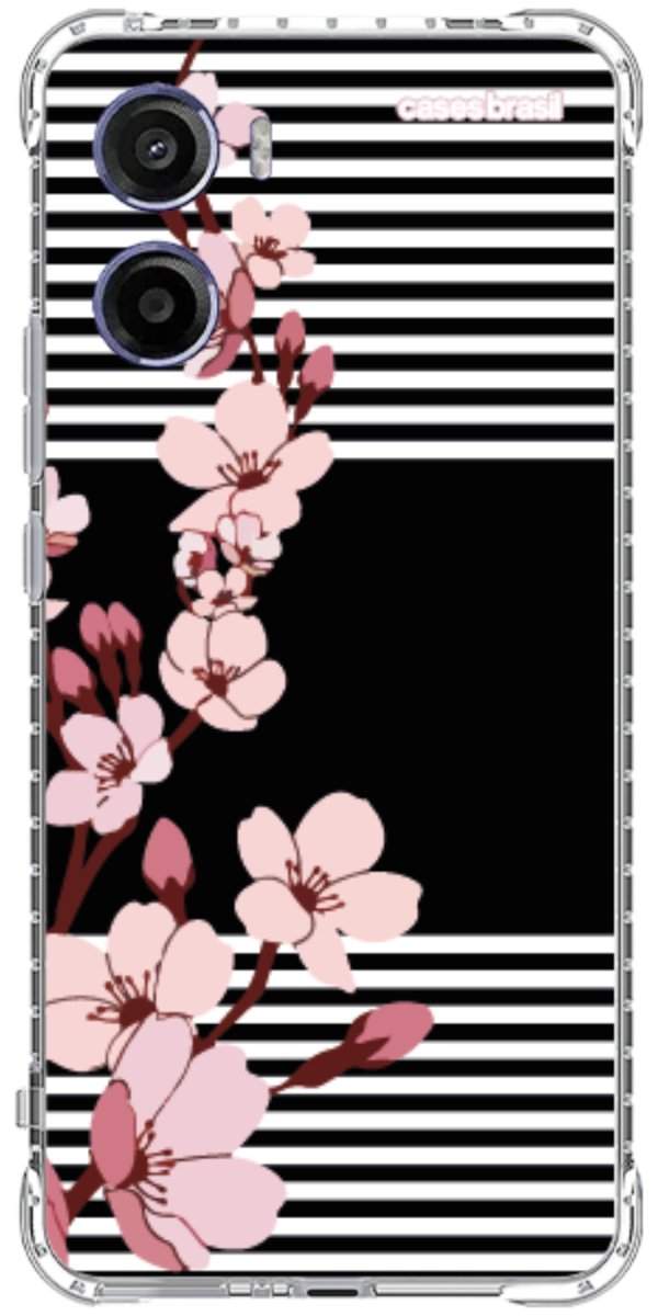 Capinha para Celular Flores de Primavera Listradas