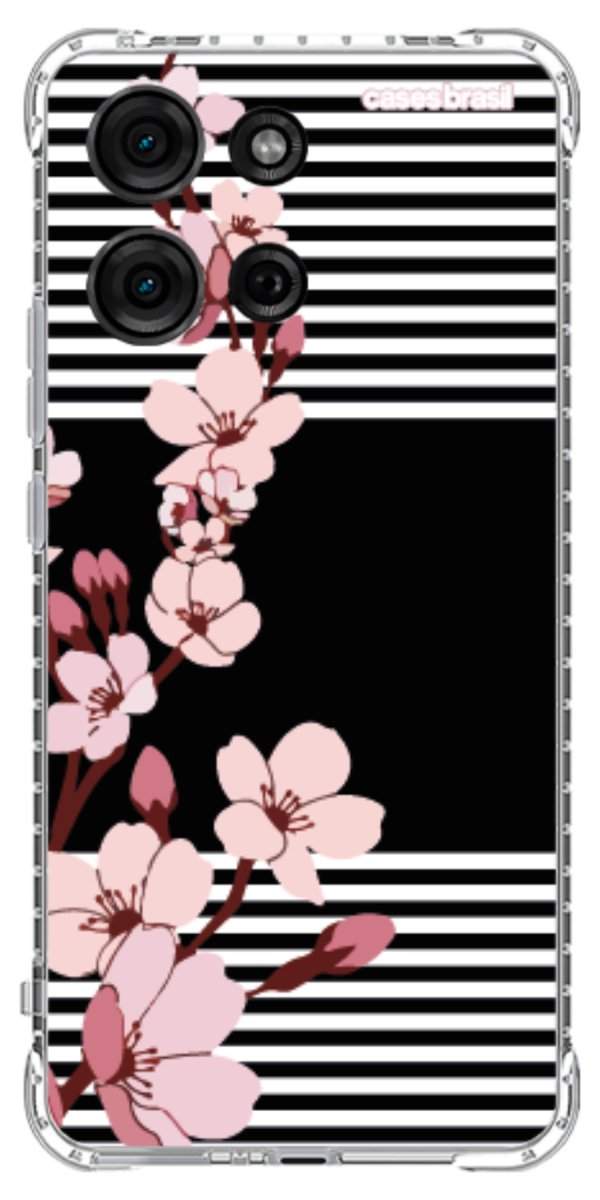 Capinha para Celular Flores de Primavera Listradas