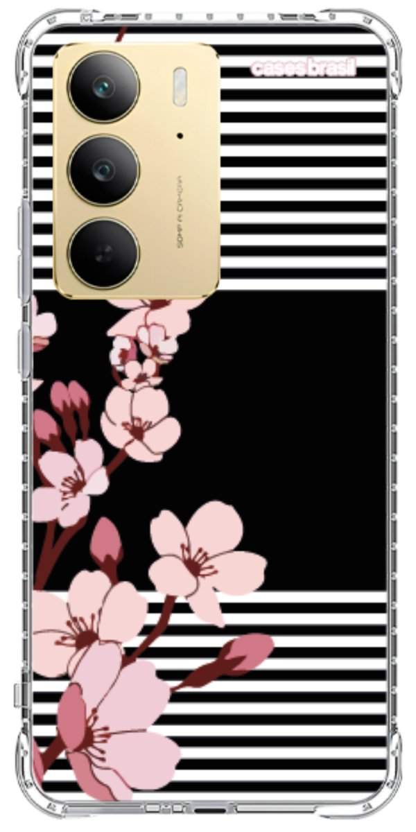 Capinha para Celular Flores de Primavera Listradas