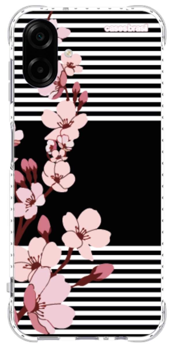 Capinha para Celular Flores de Primavera Listradas