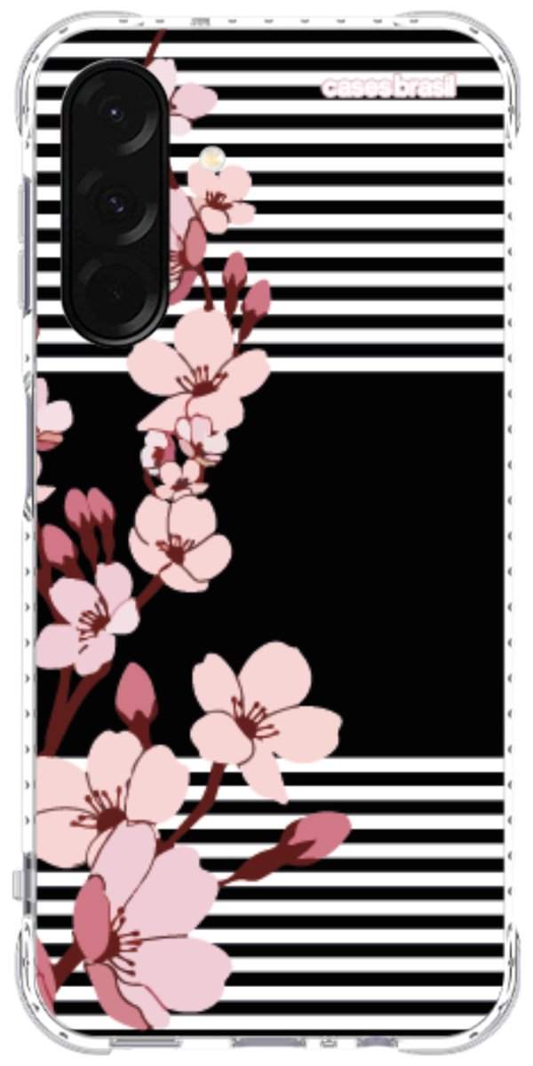 Capinha para Celular Flores de Primavera Listradas