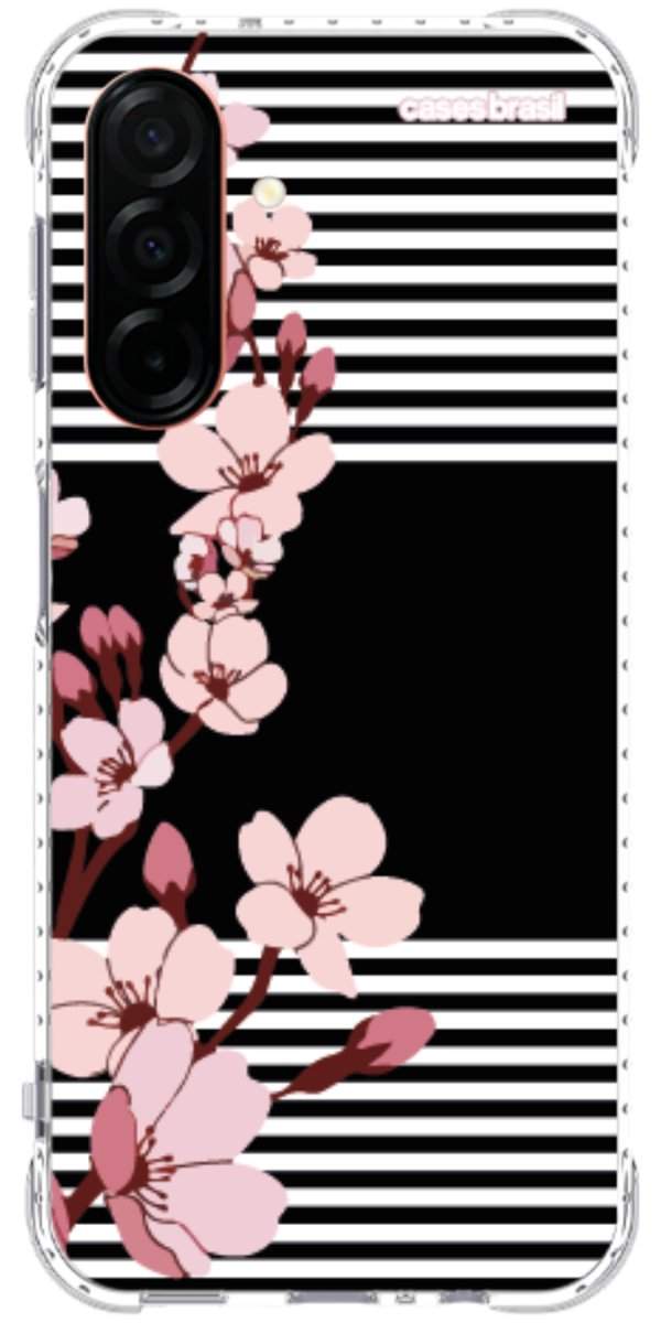 Capinha para Celular Flores de Primavera Listradas