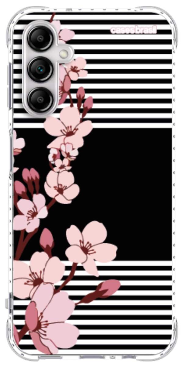 Capinha para Celular Flores de Primavera Listradas