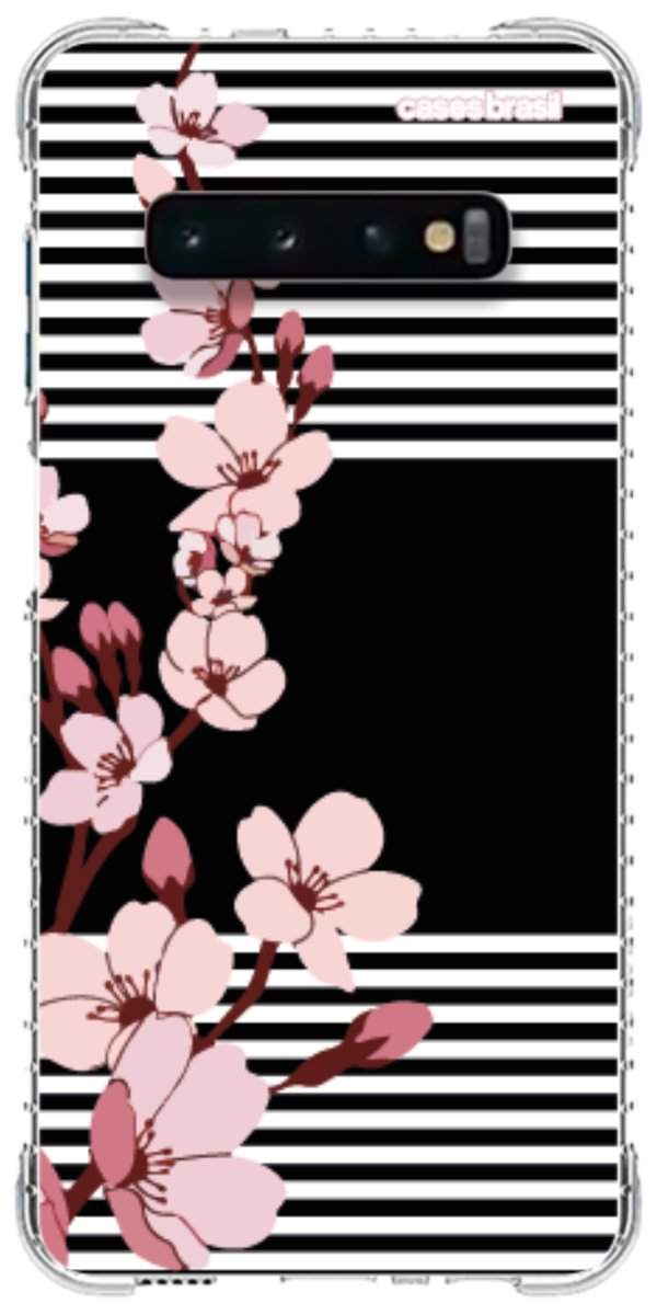 Capinha para Celular Flores de Primavera Listradas