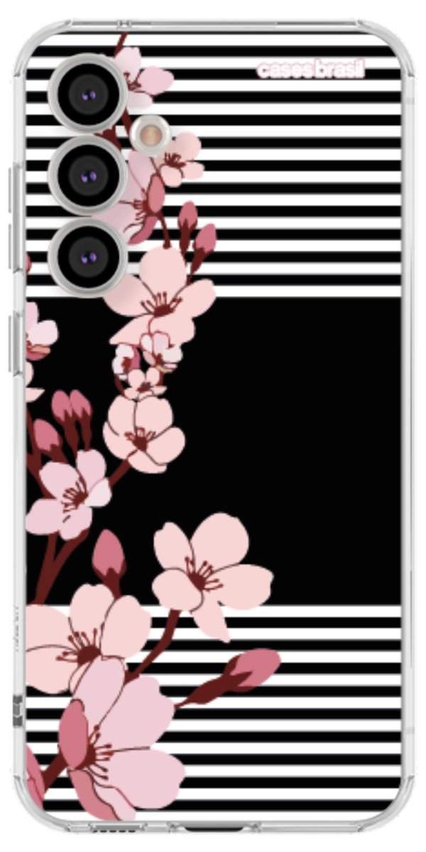 Capinha para Celular Flores de Primavera Listradas