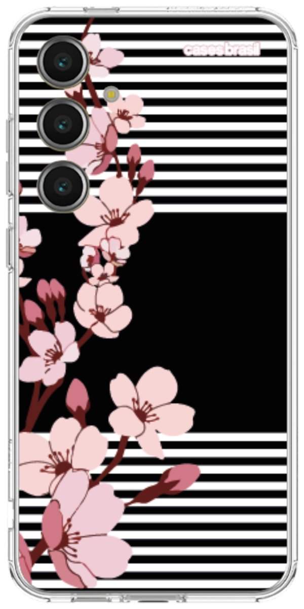 Capinha para Celular Flores de Primavera Listradas