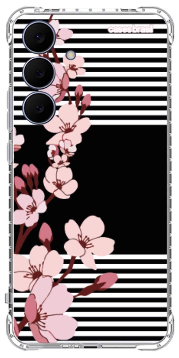 Capinha para Celular Flores de Primavera Listradas