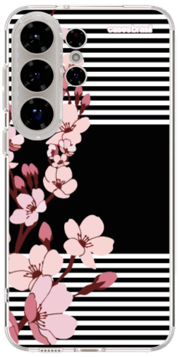 Capinha para Celular Flores de Primavera Listradas