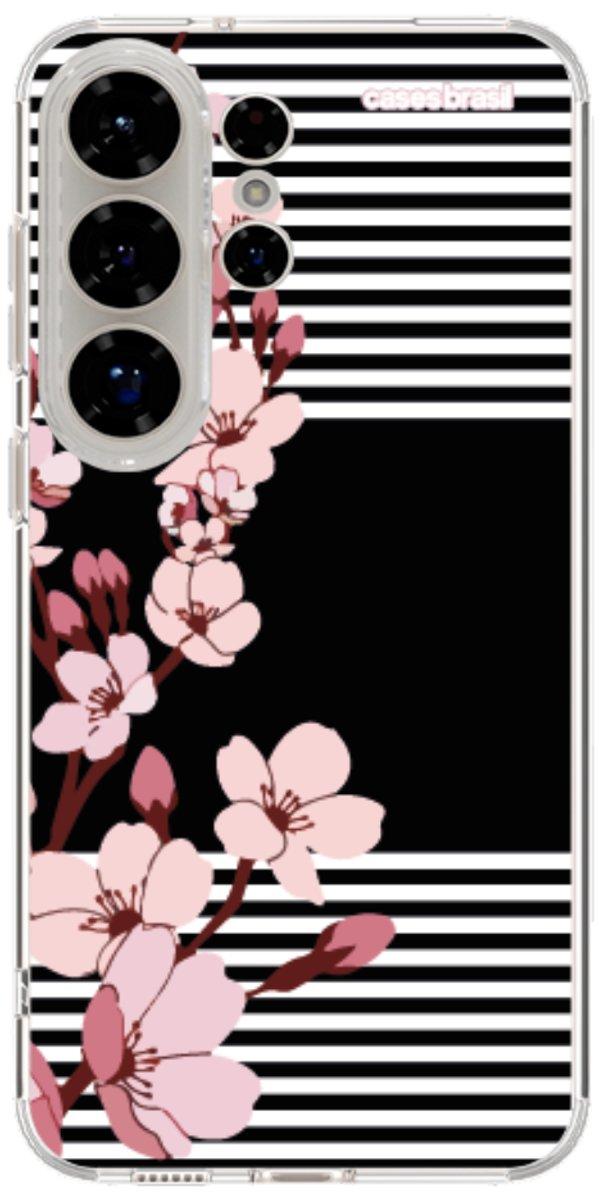 Capinha para Celular Flores de Primavera Listradas