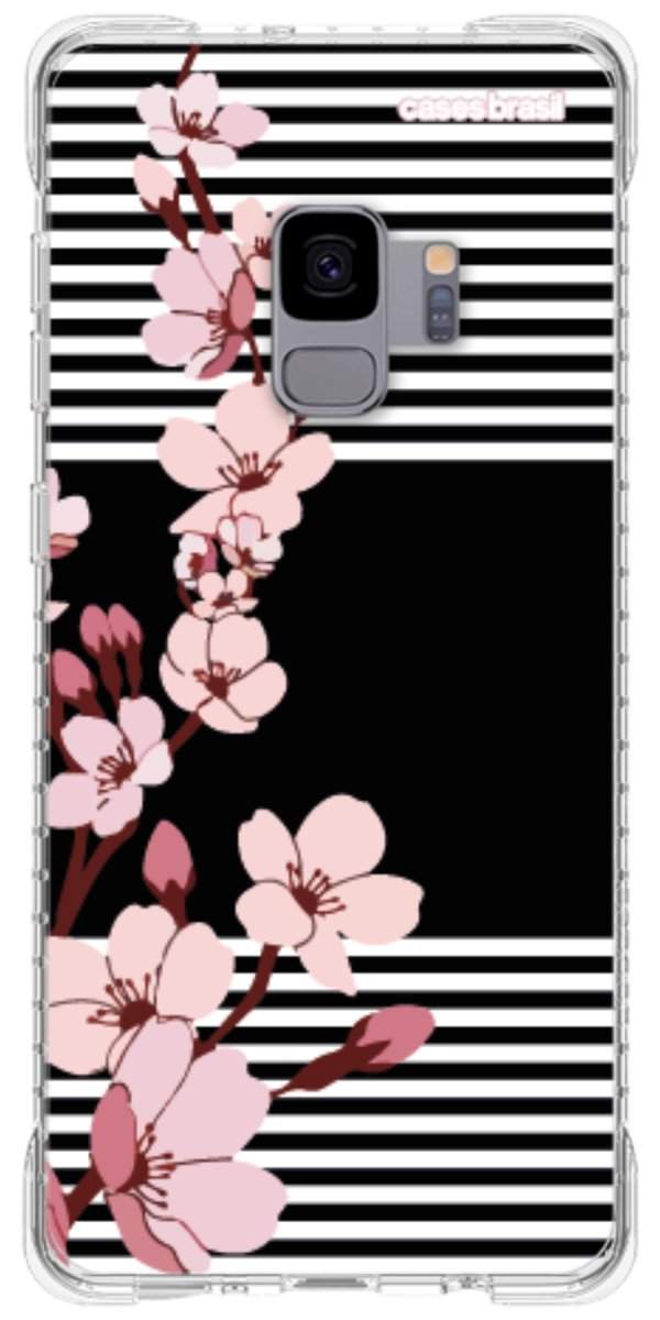 Capinha para Celular Flores de Primavera Listradas