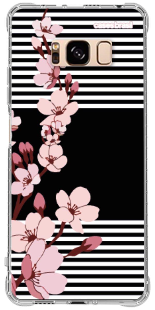 Capinha para Celular Flores de Primavera Listradas