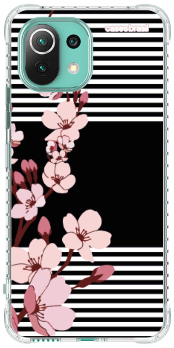 Capinha para Celular Flores de Primavera Listradas