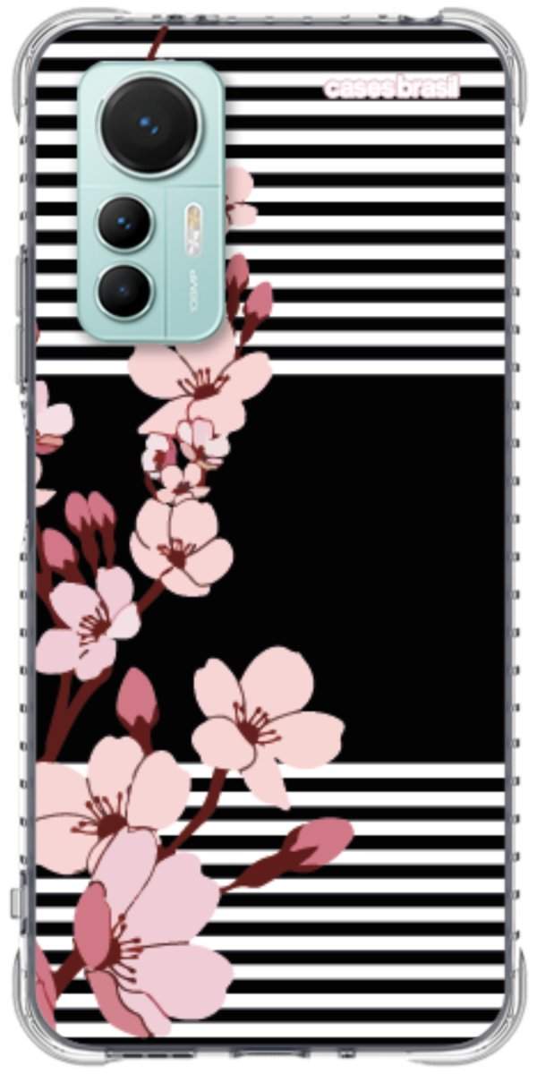 Capinha para Celular Flores de Primavera Listradas