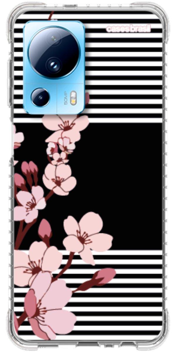 Capinha para Celular Flores de Primavera Listradas