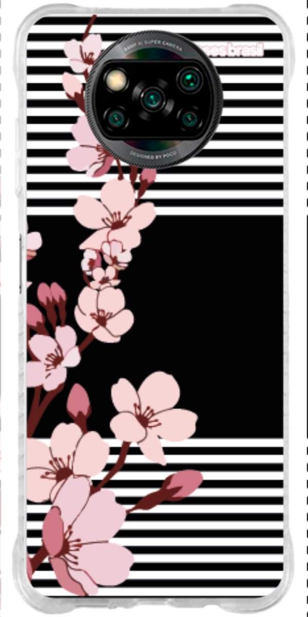 Capinha para Celular Flores de Primavera Listradas