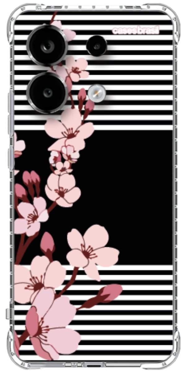 Capinha para Celular Flores de Primavera Listradas