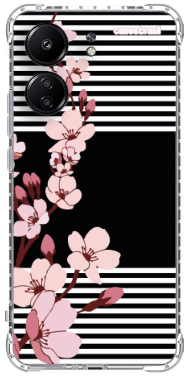 Capinha para Celular Flores de Primavera Listradas