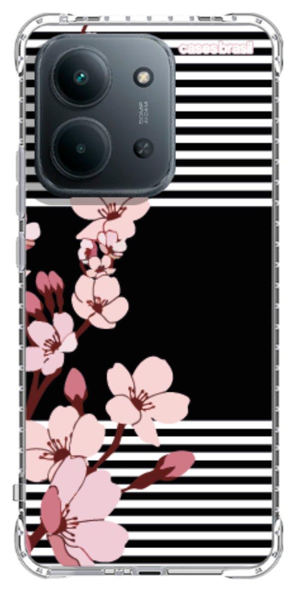 Capinha para Celular Flores de Primavera Listradas