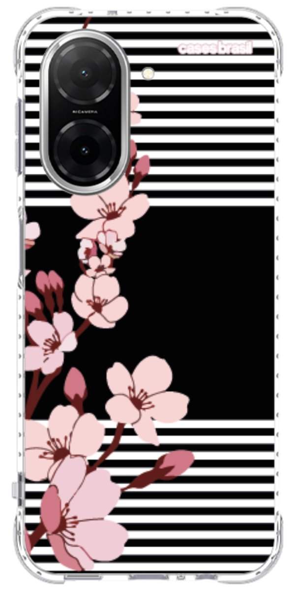 Capinha para Celular Flores de Primavera Listradas