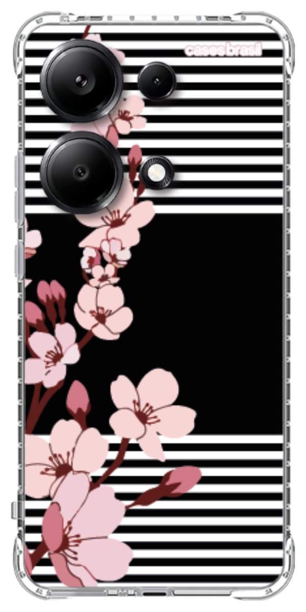 Capinha para Celular Flores de Primavera Listradas