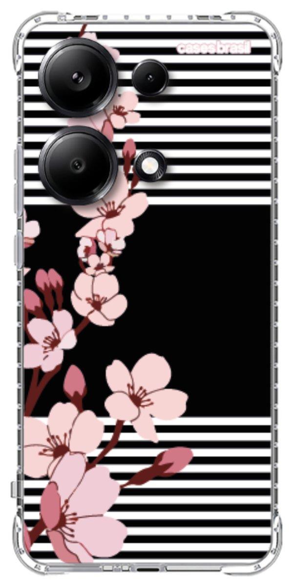 Capinha para Celular Flores de Primavera Listradas