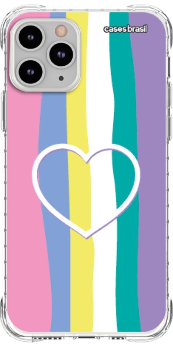 Capinha para Celular Arco-íris com Coração