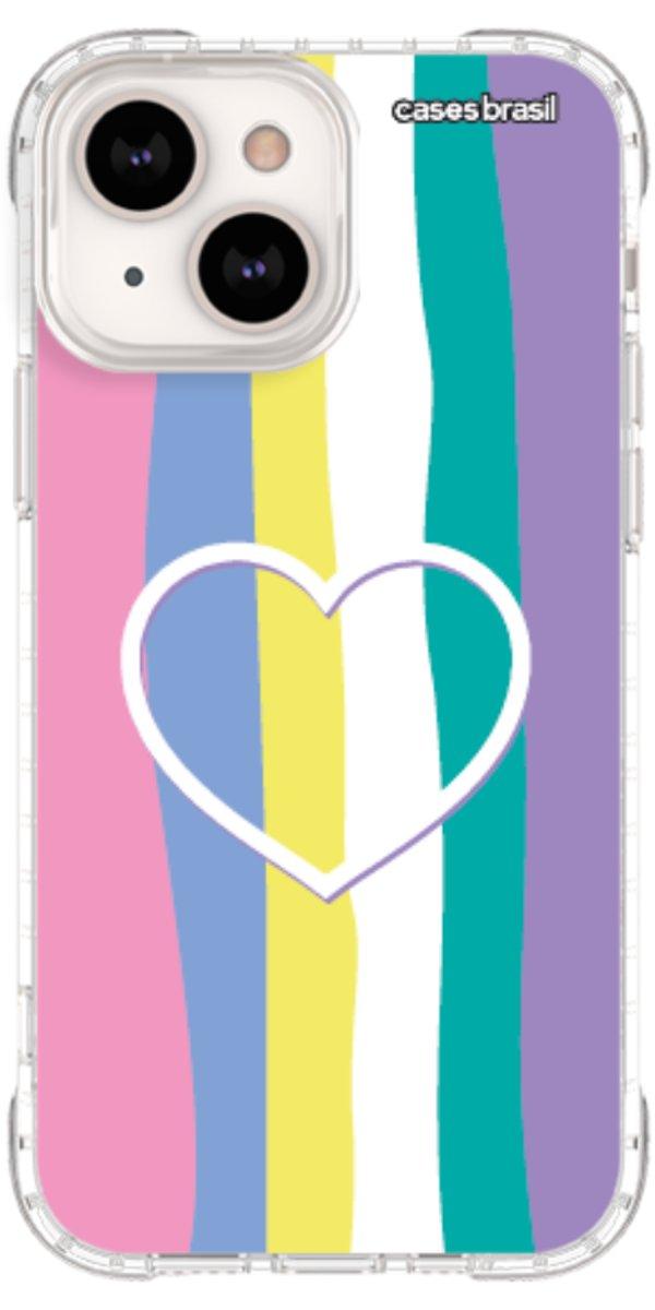 Capinha para Celular Arco-íris com Coração