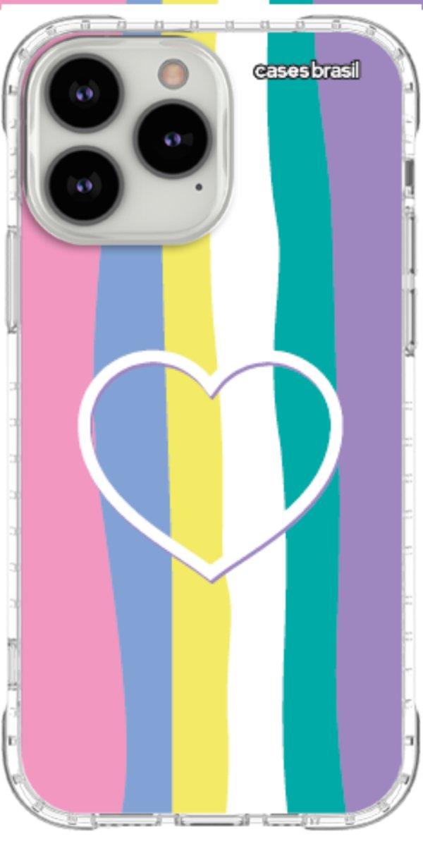 Capinha para Celular Arco-íris com Coração