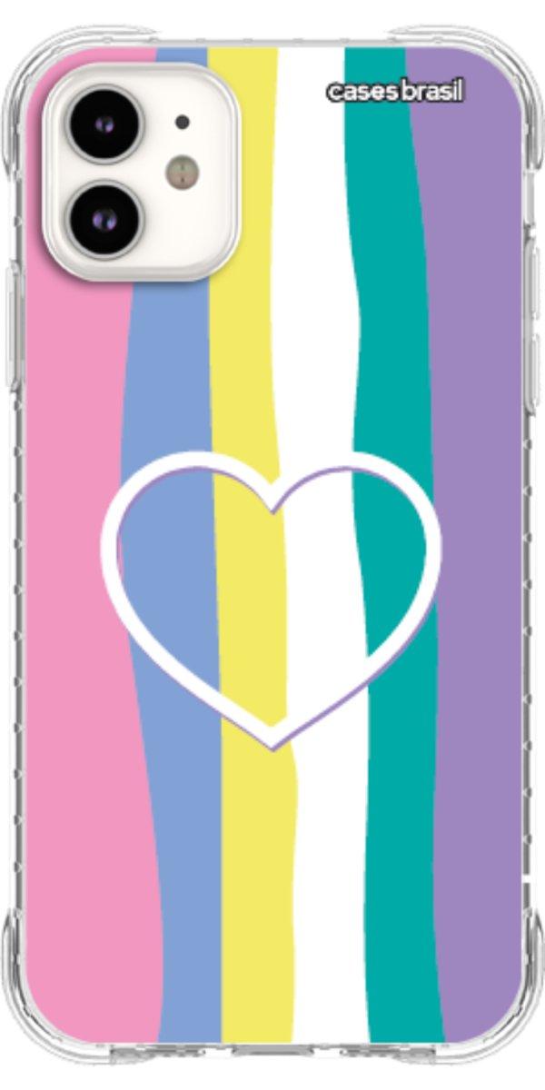Capinha para Celular Arco-íris com Coração