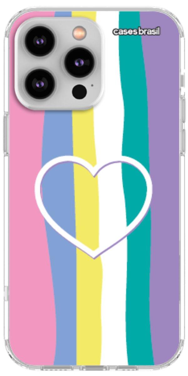 Capinha para Celular Arco-íris com Coração