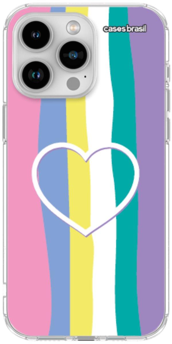 Capinha para Celular Arco-íris com Coração