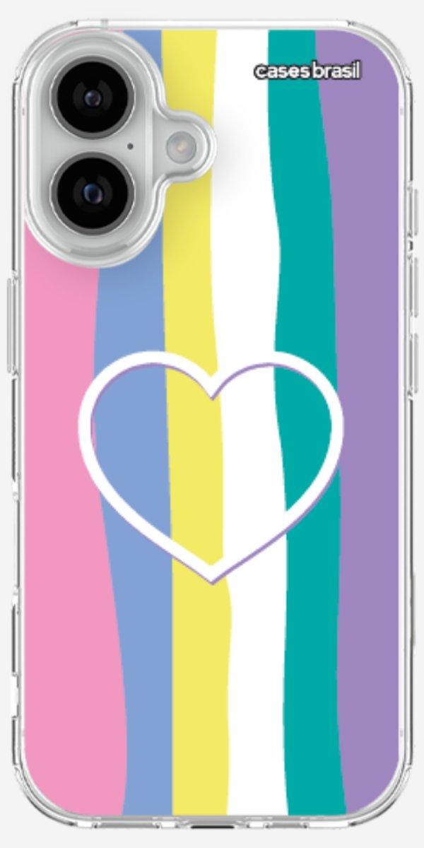 Capinha para Celular Arco-íris com Coração