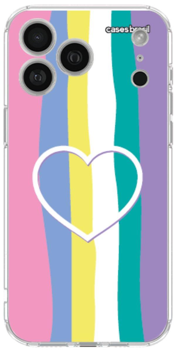 Capinha para Celular Arco-íris com Coração