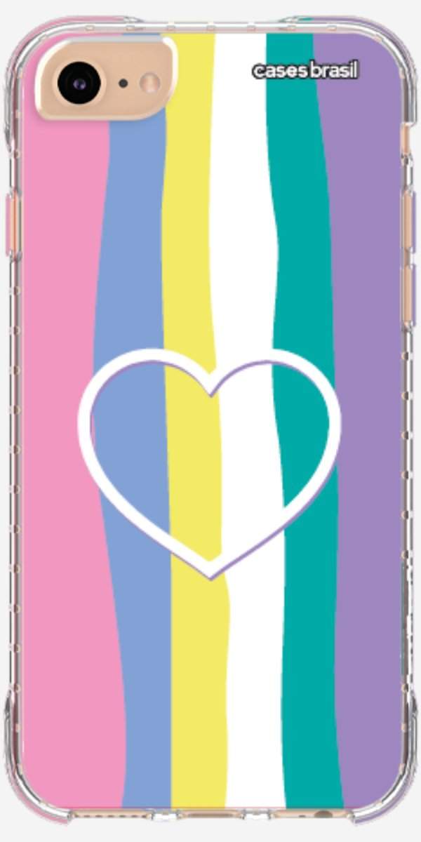 Capinha para Celular Arco-íris com Coração