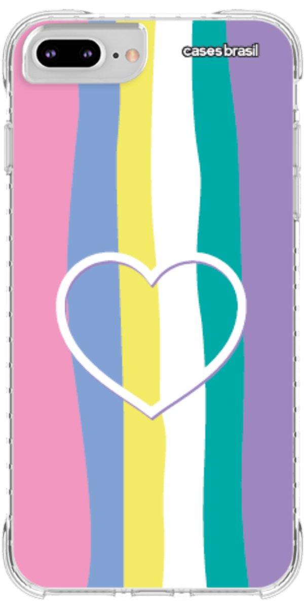 Capinha para Celular Arco-íris com Coração