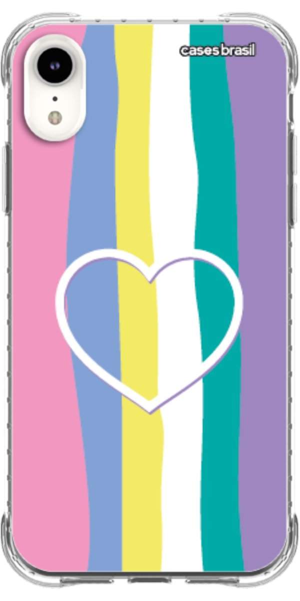 Capinha para Celular Arco-íris com Coração