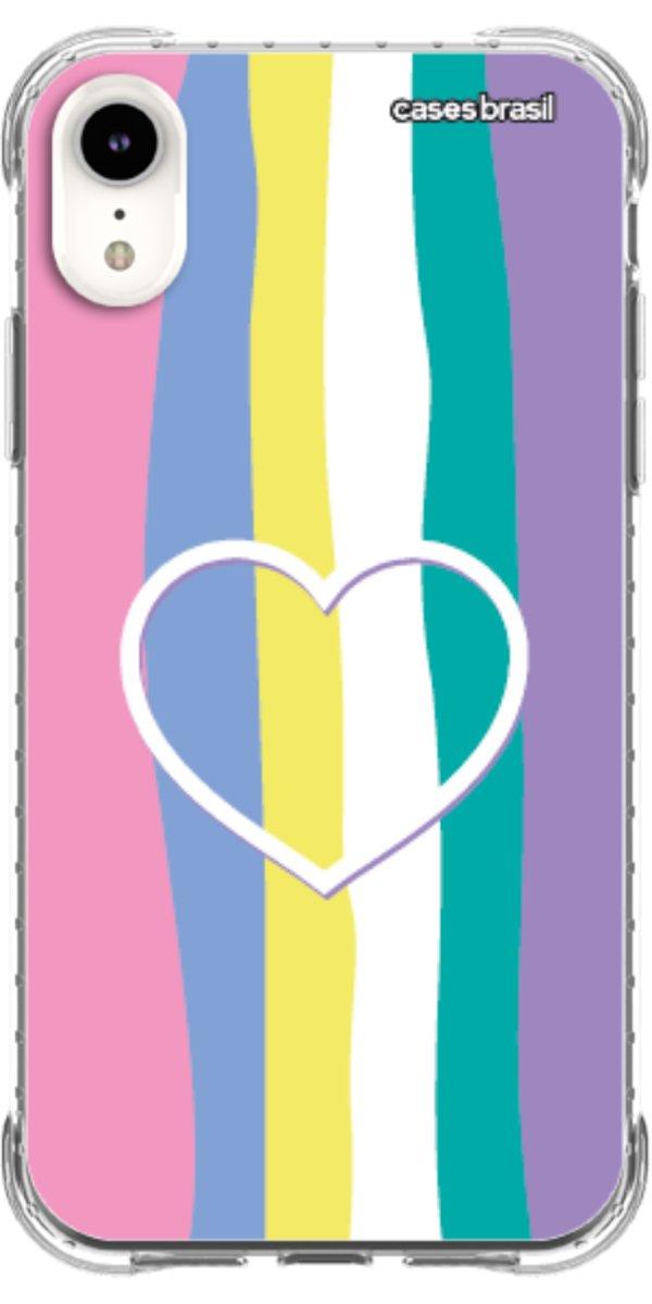 Capinha para Celular Arco-íris com Coração