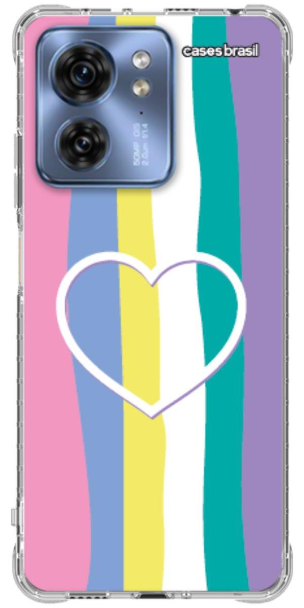 Capinha para Celular Arco-íris com Coração