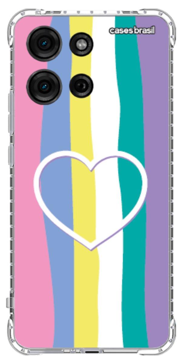Capinha para Celular Arco-íris com Coração