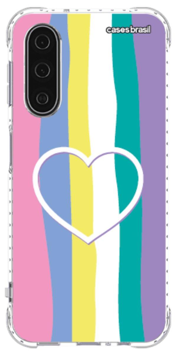 Capinha para Celular Arco-íris com Coração