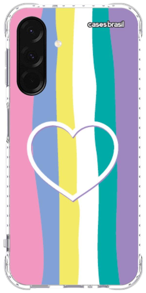 Capinha para Celular Arco-íris com Coração