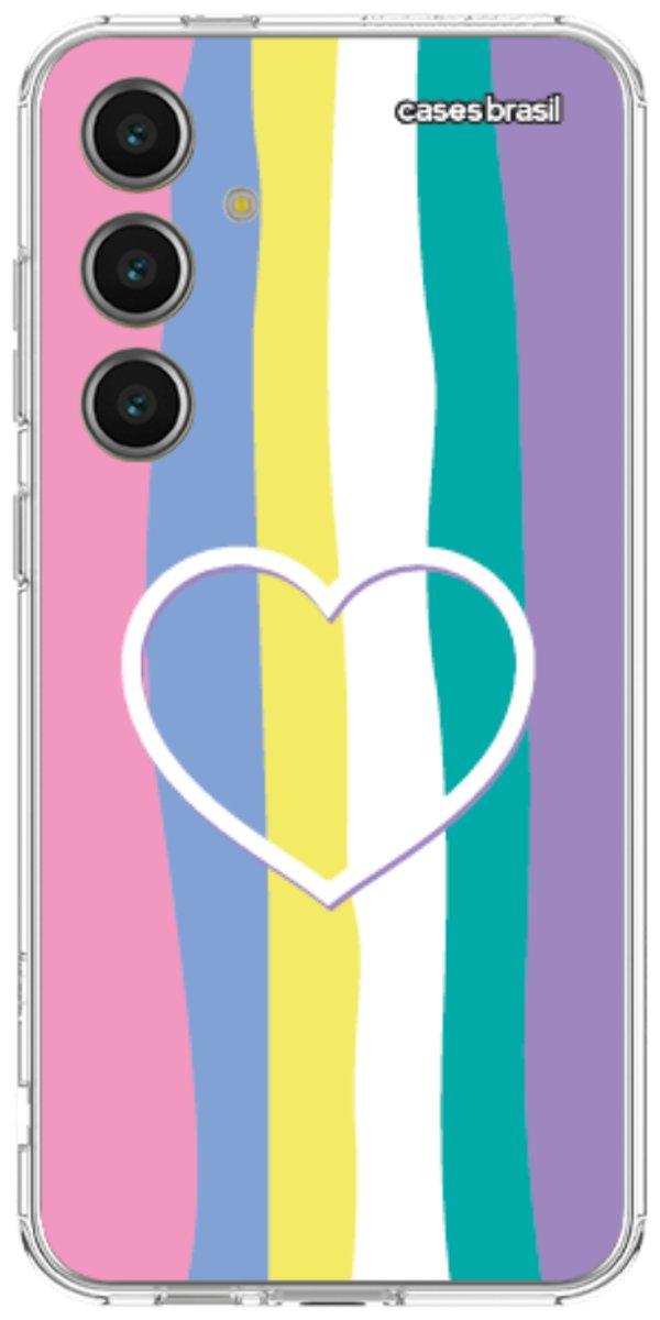 Capinha para Celular Arco-íris com Coração