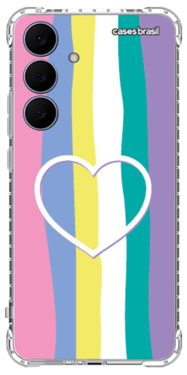 Capinha para Celular Arco-íris com Coração