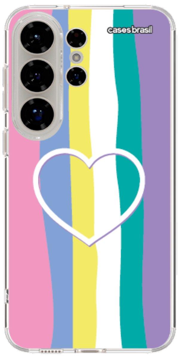 Capinha para Celular Arco-íris com Coração