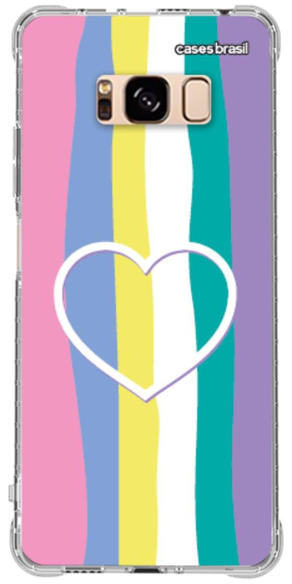 Capinha para Celular Arco-íris com Coração