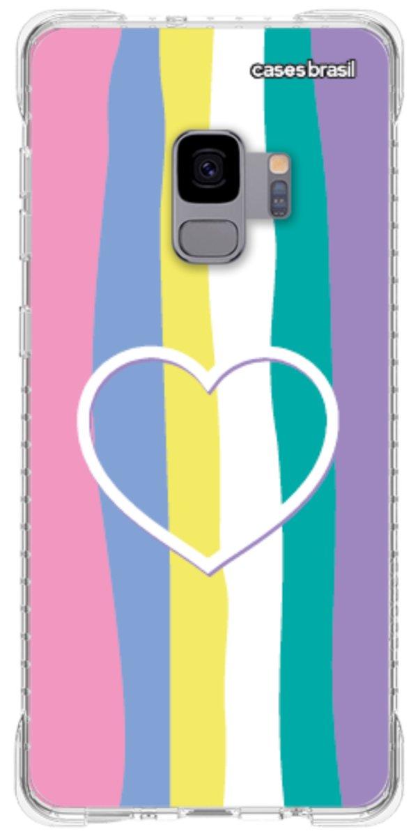 Capinha para Celular Arco-íris com Coração