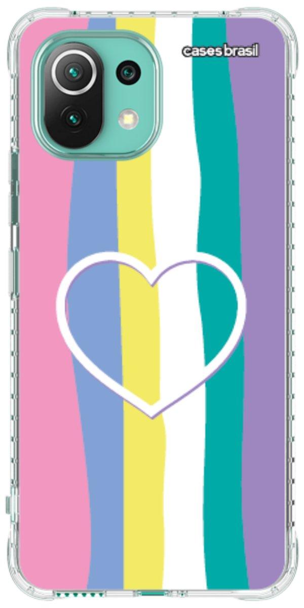 Capinha para Celular Arco-íris com Coração