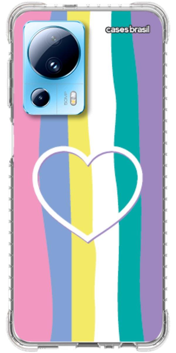 Capinha para Celular Arco-íris com Coração