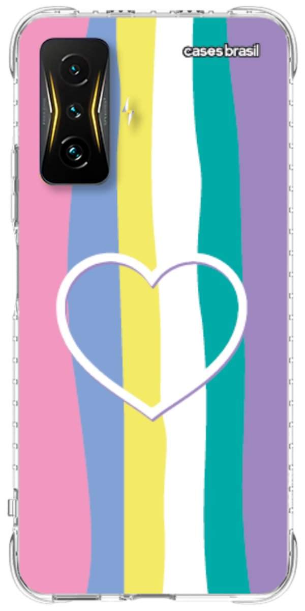Capinha para Celular Arco-íris com Coração